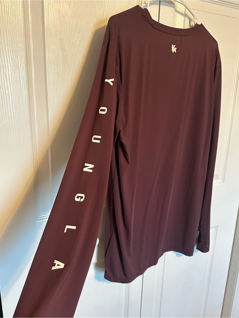 YoungLA Long Sleeve Performance Tee - Burgundy with White Logo